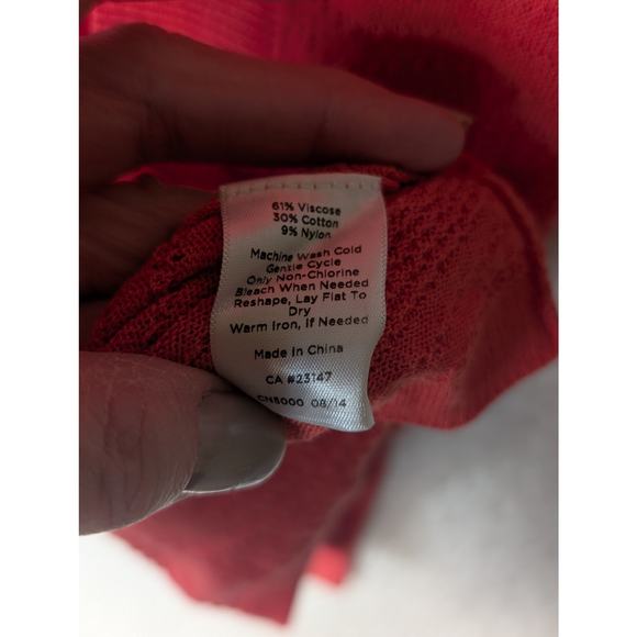 TALBOTS Small Coral Open Front Mid Length Thin Duster Cardigan - Picture 6 of 7